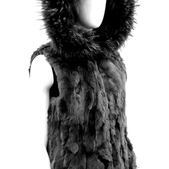 Mitchie’s Matchings Reversible Nylon/Rabbit Fur Vest with Silver Fox Trim NEW XL - Picture 7 of 7
